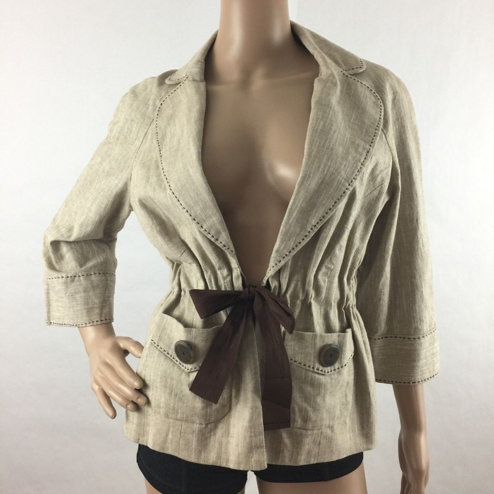 Will Smith Linen Blend Blazer Jacket Tie Front